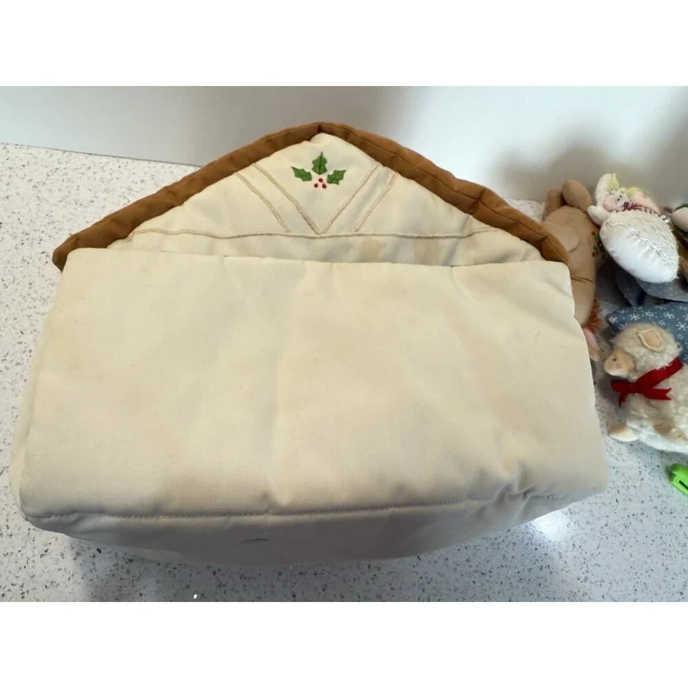 Vintage House of Hatten Plush Fabric Nativity Set Manger Soft Carry Case